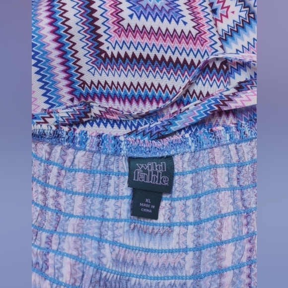 Wild Fable Sundress Size XL Colorful Skater Spaghetti Strap Pom Pom Front Tie - Picture 8 of 11